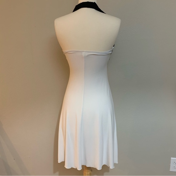 Y2K BLACK AND WHITE VENUS HALTER DRESS - Picture 2 of 3